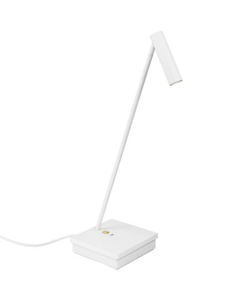 Elamp bordlampe med trådløs lading og USB-utgang, Hvit/Gull