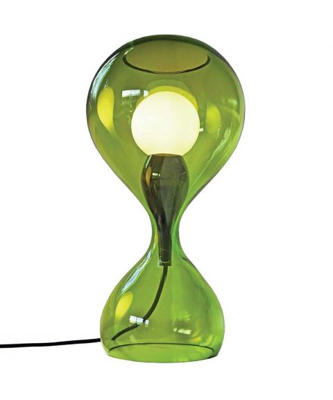 Blubb bordlampe med ledningsdimmer, høyde 42 cm, Grønt glass