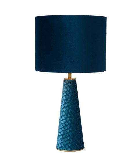 Velvet bordlampe, høyde 47 cm, Blå/turkis