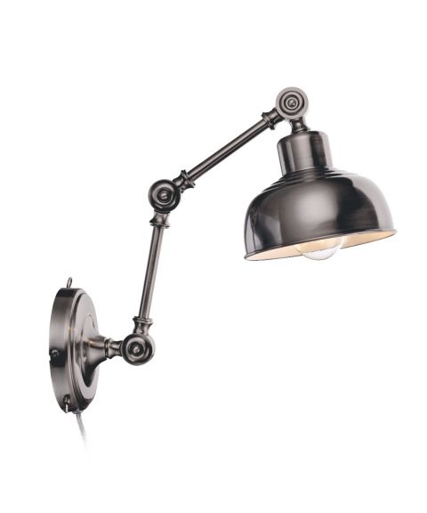 Grimstad vegglampe, fremspring 47 cm, Antikk sølv