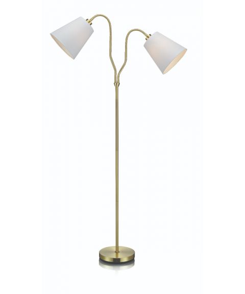 Modena 2 gulvlampe, høyde 152 cm, Messing/Hvit