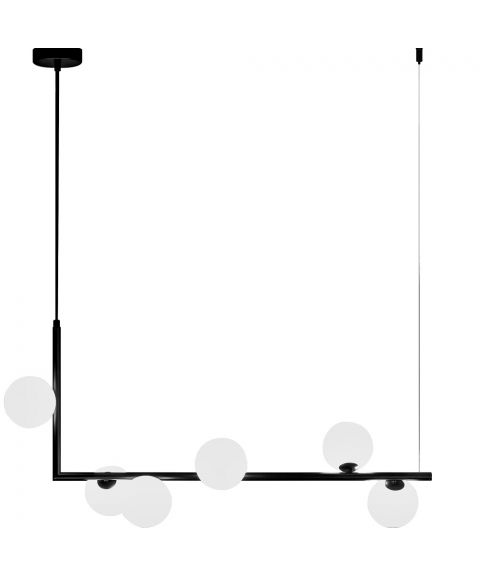 Emrik G9 pendelskinne, bredde 80 cm, Sort med hvite glass