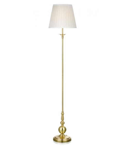 Imperia gulvlampe med tekstilskjerm, høyde 149 cm, Messing / Hvit