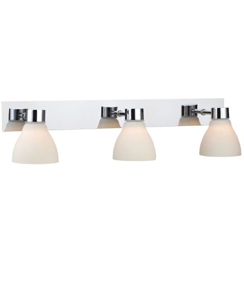 Cassis 3 vegglampe IP44, Krom/Opal