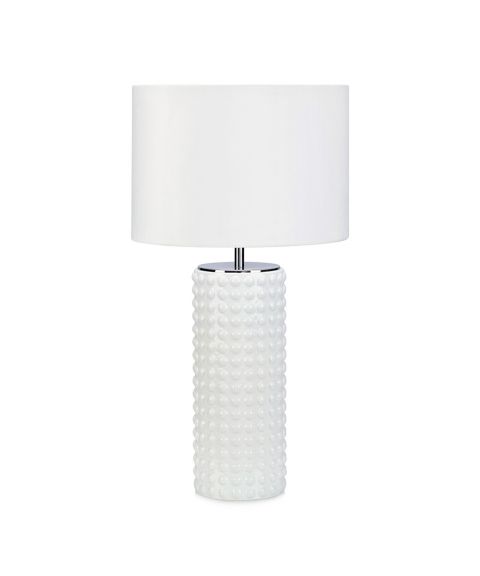 Proud bordlampe med tekstilskjerm, høyde 65 cm, Hvit