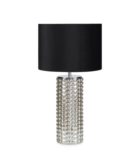Proud bordlampe med tekstilskjerm, høyde 65 cm, Sølv/Sort