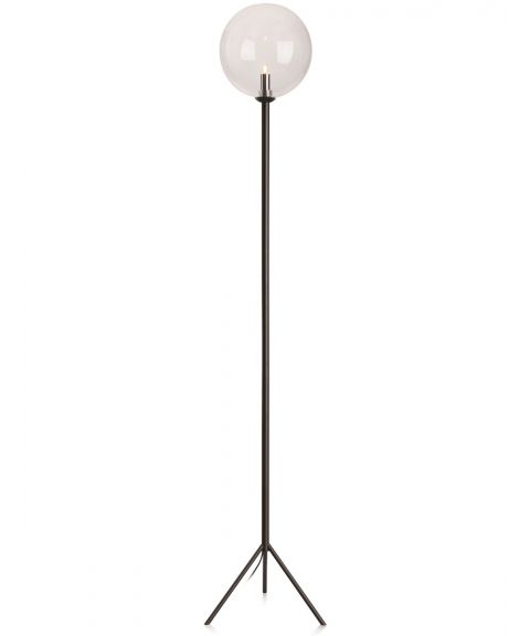 Andrew gulvlampe, høyde 148 cm, Sort / Klart glass