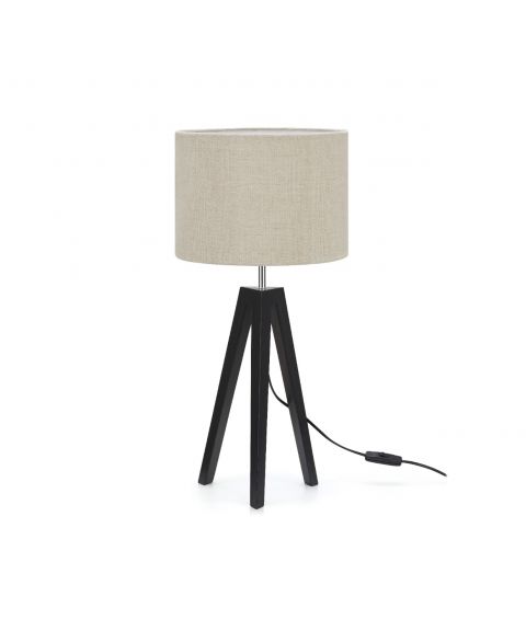 Lunden bordlampe med tekstilskjerm, høyde 58 cm, Sort / Beige skjerm
