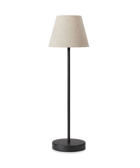 Cozy bordlampe med tekstilskjerm, høyde 62 cm, Sort / Beige skjerm