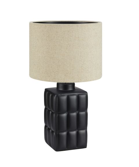 Cuscini bordlampe med tekstilskjerm, høyde 57 cm, Sort / Beige skjerm