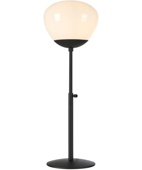 Rise bordlampe, høyde 75 cm, Sort / Opalhvitt glass
