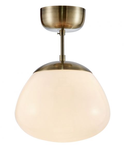 Rise taklampe, diameter 25 cm, Antikk / Opalhvitt glass