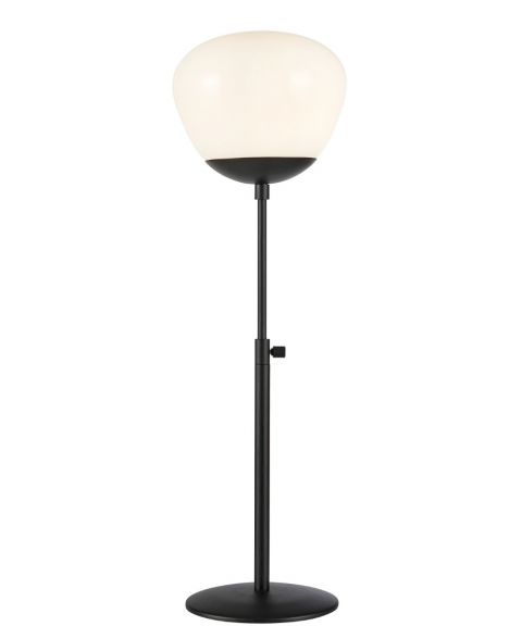 Rise bordlampe, høyde 60 cm, Sort / Opalhvitt glass