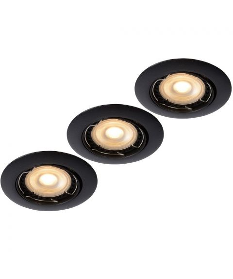 Focus downlight med tilt, inkl dimbare GU10 5W LED, Pakke med 3