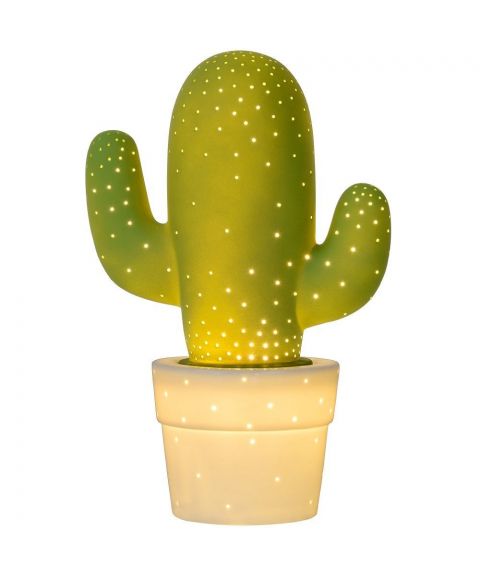 Cactus bordlampe i keramikk, høyde 30 cm, Grønn