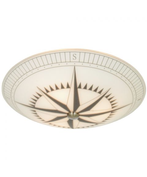 Kompass plafond, diameter 42 cm, Hvit / Sort / Stål