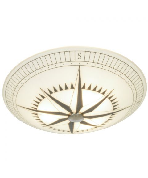 Kompass plafond, diameter 50 cm, Hvit / Sort / Stål (Begrenset antall)