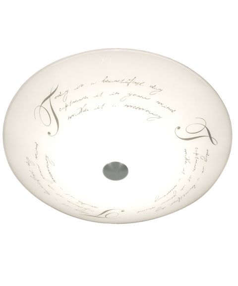 Skrift plafond, diameter 34 cm, Hvit