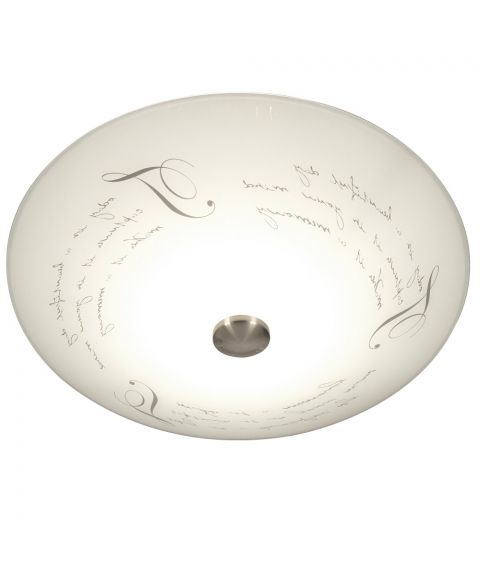 Skrift plafond, diameter 50 cm, Hvit / Stål