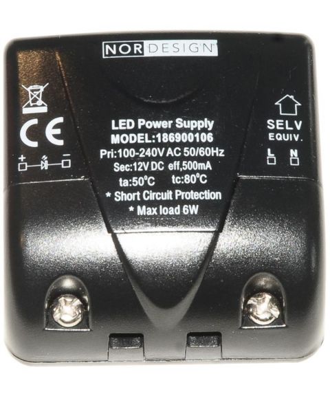 LED transformator 12V DC 6W NorDesign (ikke dimbar)