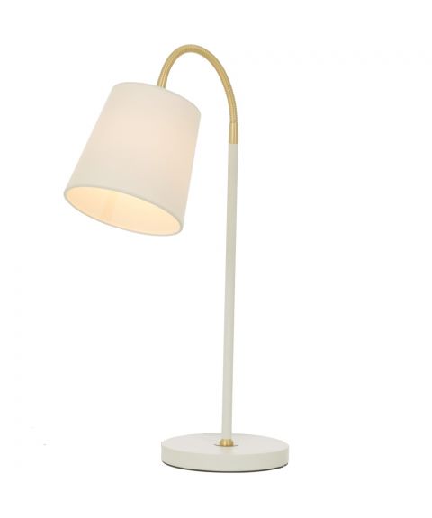 Ljusdal bordlampe, høyde 49 cm, Hvit / Matt messing