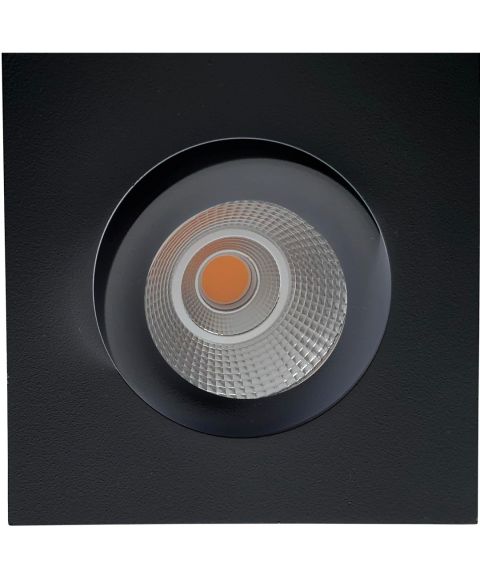 Georgia 360SQ K1 downlight, CRI97, dimbar LED 2700 Kelvin 530lm 25º tilt, IP44, Sort