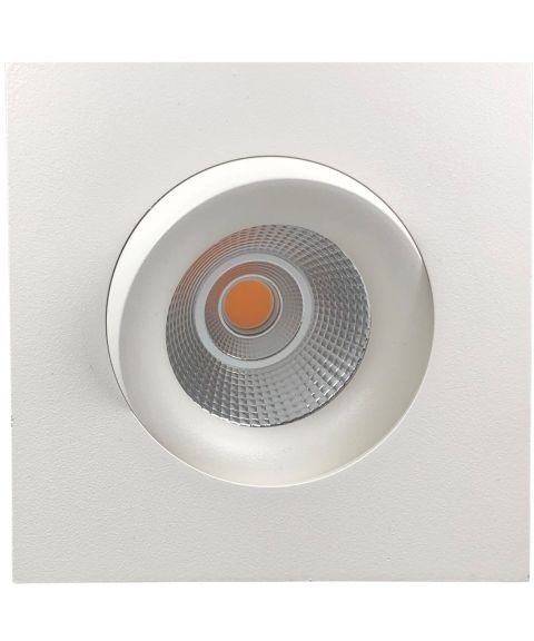 Georgia 360SQ K1 downlight, CRI97, dimbar LED 2700 Kelvin 530lm 25º tilt, IP44, Hvit