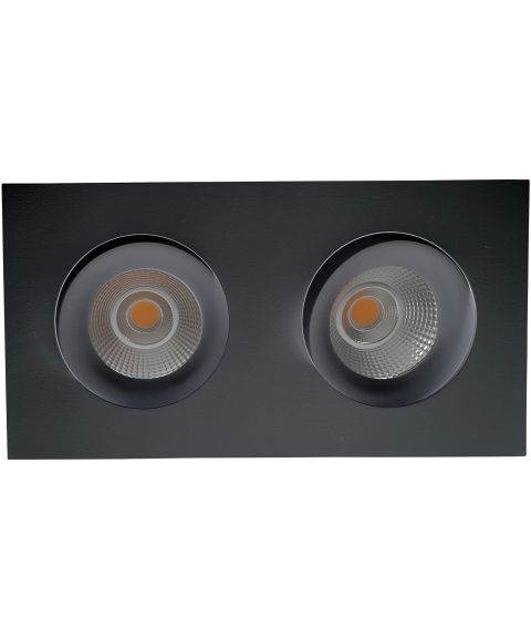 Georgia 360SQ K2 downlight, CRI97, dimbar LED 2700 Kelvin 530lm x 2, 25º tilt, IP44, Sort