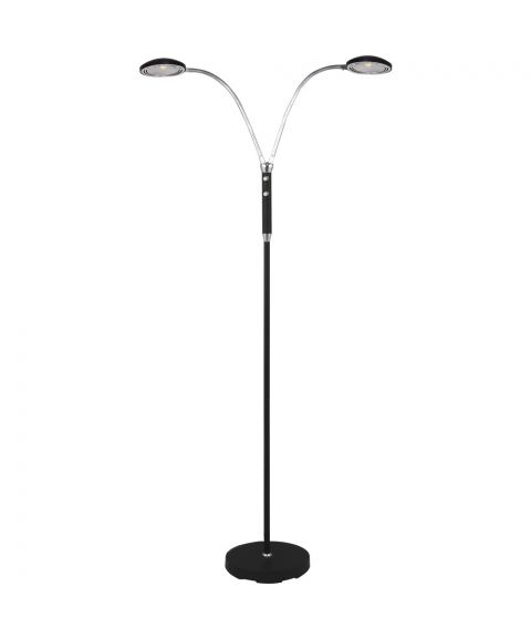 Hero 2 gulvlampe, LED med dimmer, høyde 130 cm, Sort / Krom