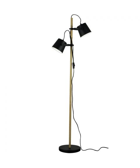 Espresso gulvlampe, høyde 153 cm, Sort / Tre