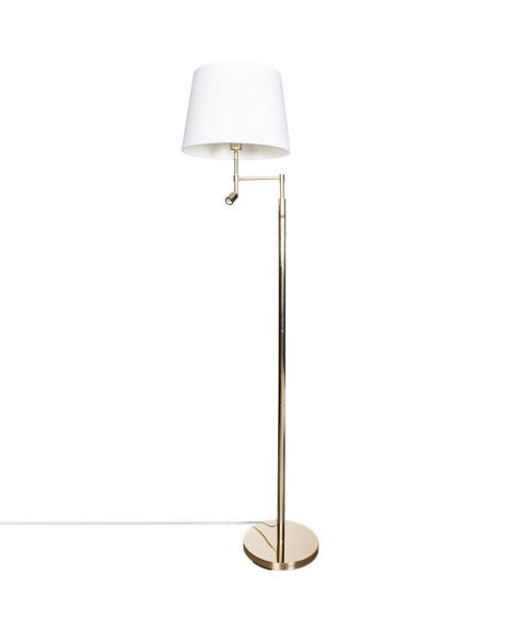 Orlando gulvlampe, høyde 138 cm, Messing/Hvit