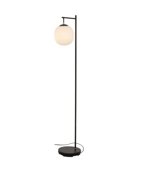 Rille gulvlampe, høyde 150 cm, Sort / Opalhvit