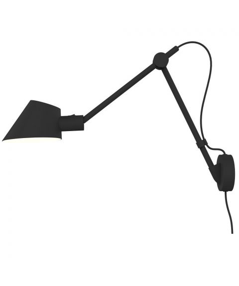 Stay Long vegglampe, høyde 62 cm, ledning og stikk, Sort