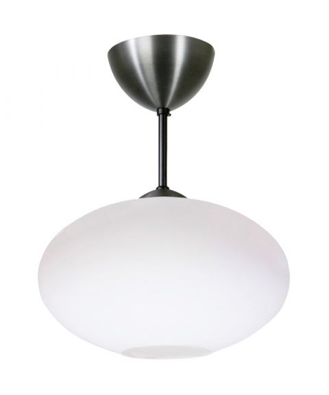 Bullo P2235 nedpendlet taklampe, diameter 27 cm, Opalt glass, Oksidert grå