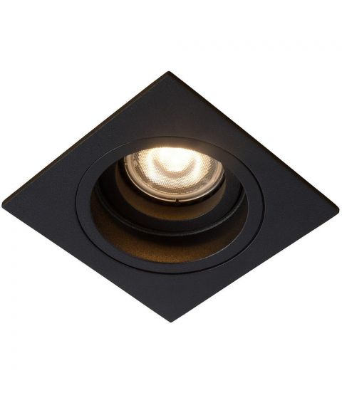 Embed downlight firkantet GU10, diameter 9 cm, Sort