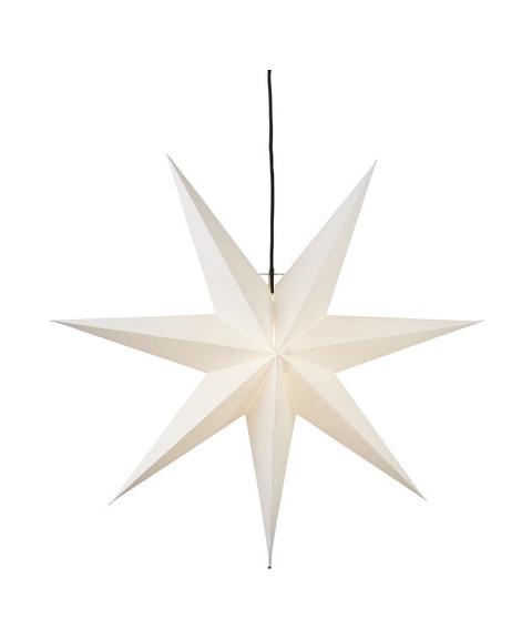 Frozen stjerne, diameter 70 cm, Hvit med sort ledning
