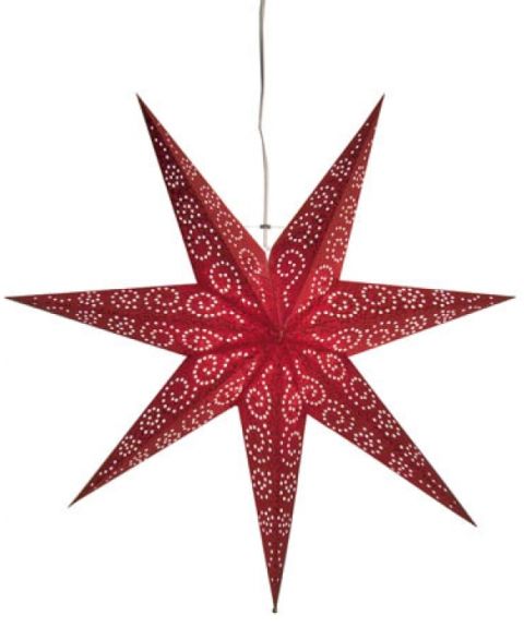 Antique papirstjerne, diameter 60 cm, med oppheng, Rød