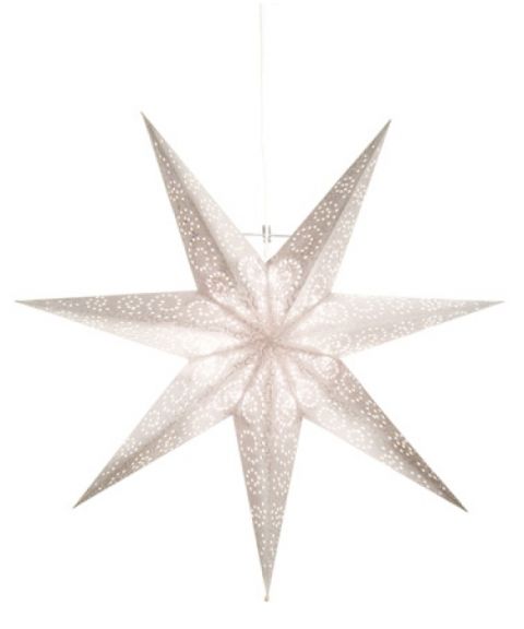 Antique papirstjerne, diameter 60 cm, med oppheng, Hvit