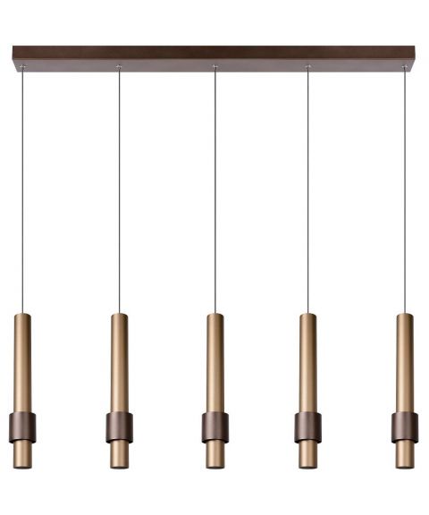 Margary 5 pendelskinne, lengde 101 cm, 5x5W LED 2700K 500lm, Antikk gull/Kaffebrun