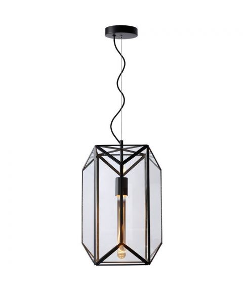 Fern takpendel, høyde 40 cm, Sort med klart glass