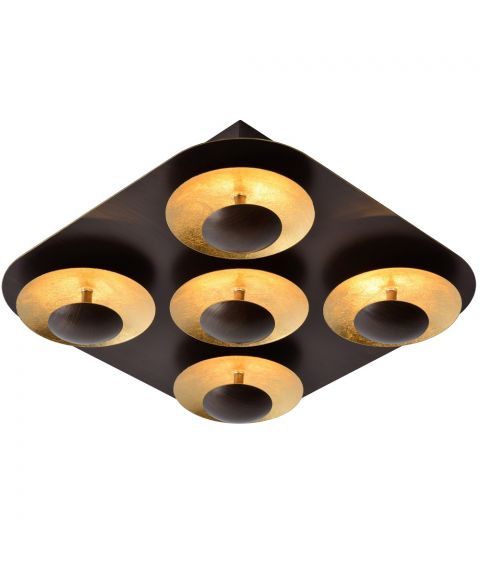 Amine taklampe, 34 x 34 cm, 5x5W LED 3000K 5x400lm, dimbar, Rustbrun (begrenset antall)