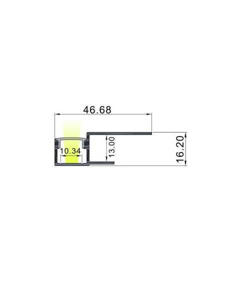 Aluminiumsprofil Structural 4716, 2 meter, Aluminium / Opalhvit avdekning