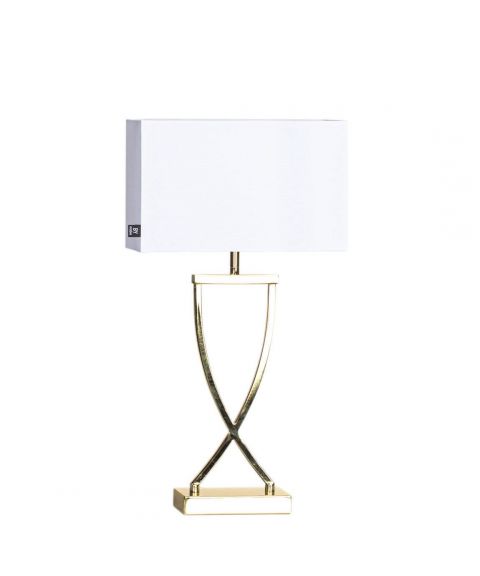 Omega bordlampe, høyde 52 cm, Messing/Hvit