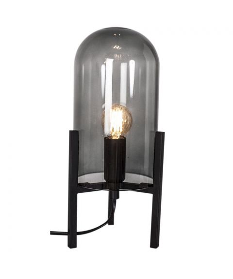 Smokey bordlampe, høyde 30 cm, Matt sort / Røkfarget
