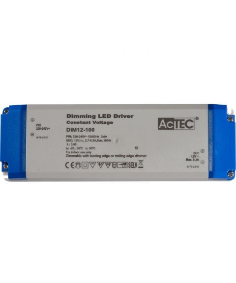 LED transformator 12V DC 100W AcTEC, dimbar