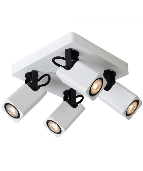 Roax 4 takspot, inklusive dimbare LED-pærer, Hvit/Sorte detaljer