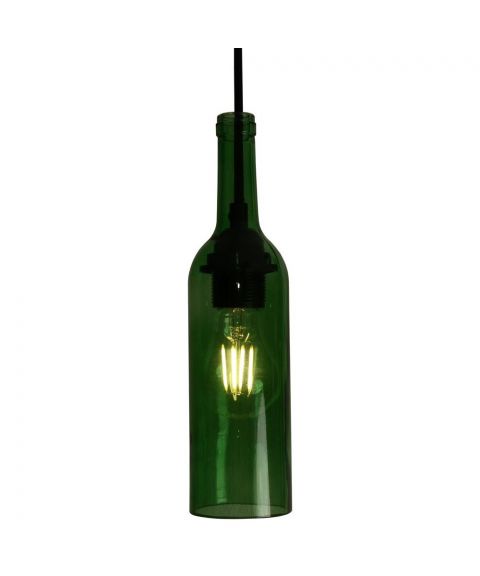Bottle Glass, høyde 28 cm (uten oppheng), Grønt glass