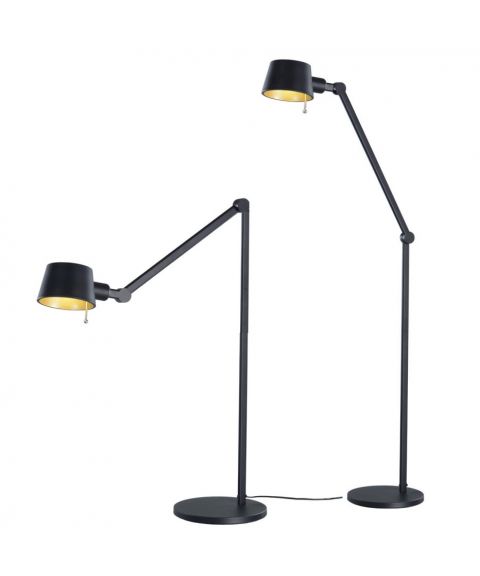 Pionex gulvlampe, høyde 173 cm, Sort / Gull