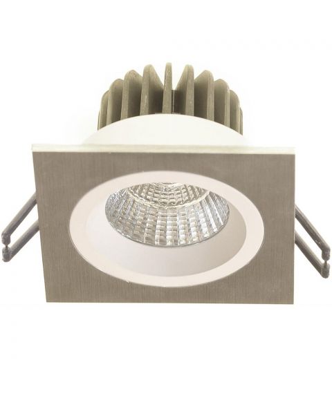 Nebraska HL firkantet downlight, 45°, 9W LED, Aluminium ramme/Hvit senter (Begrenset antall)