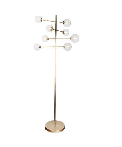 Avenue 8 gulvlampe, høyde 160 cm, med dimmer, Gull/klar